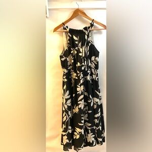 Floral Black and White Dress